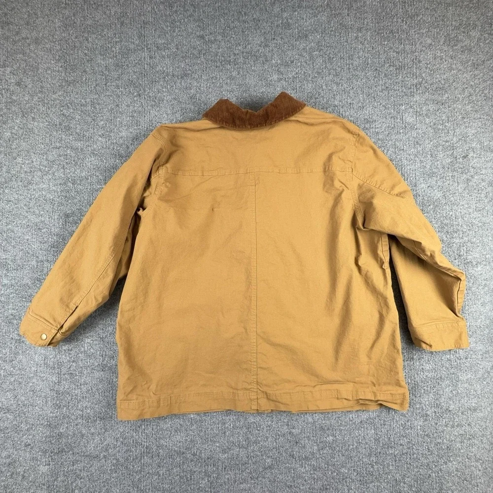 Old Navy 00s Jacket Mens 2XL Brown Canvas Corduroy Collar Workwear Coat
